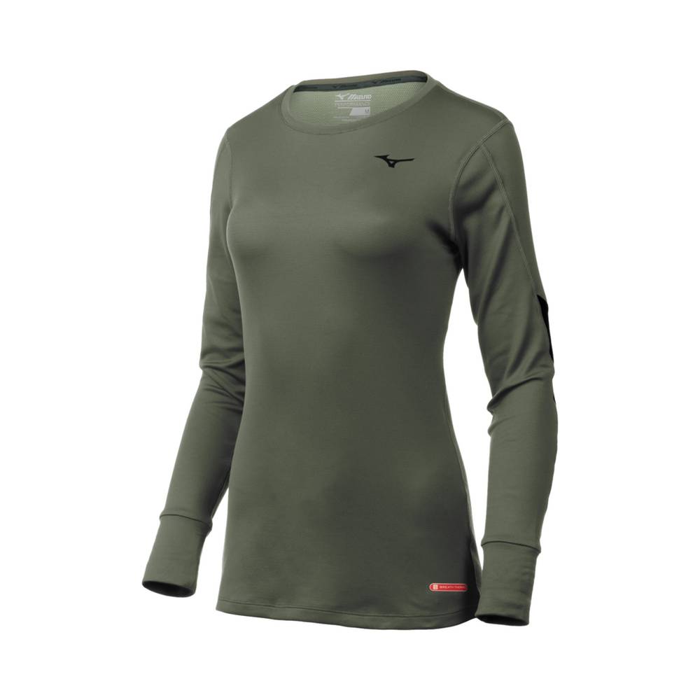 Mizuno Breath Thermo® Long Sleeve - Bayan Base Layer - Yeşil Türkiye (VSJPUL-318)